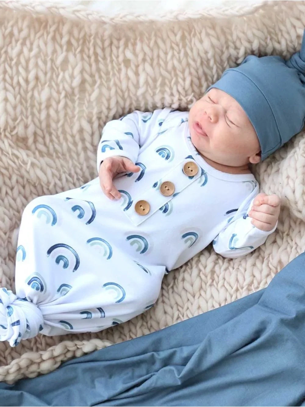 Caden Lane Brooks’ Blue Rainbow Knotted Gown 0-3 Months